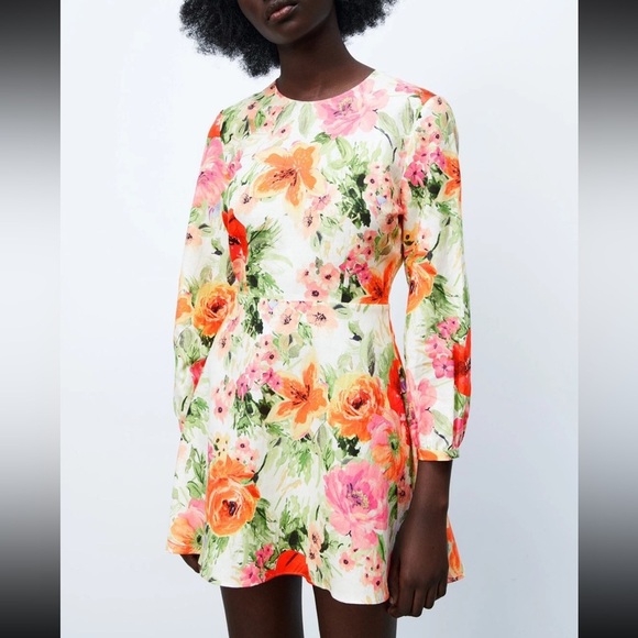 Zara Dresses & Skirts - Zara The Naya floral linen blend cutout back dress
